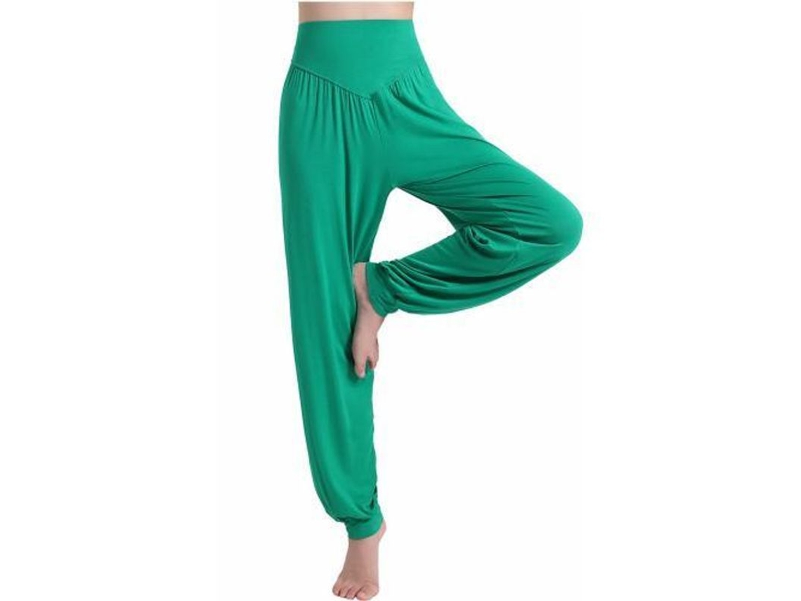 2026-pantalones Harem De Yoga Para Mujer Hippie Boho Verano Baggy Joggers Elásticos De Talla Grande M Verde