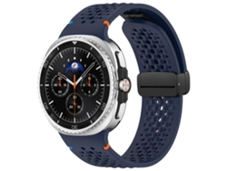 Bracelete Para Samsung Galaxy Watch 8 / 8 Classic - Silicone Respirável Com Padrão Colmeia E Fivela Magnética Preta - Azul Meia-noite