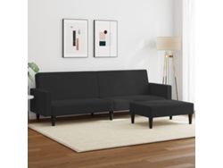 Sofá Cama | Sofá De Salón | Sofá De Descanso De 2 Plazas Con Taburete Terciopelo Negro