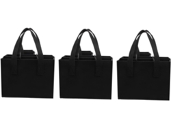 Juego de 3 bolsas de fieltro negro con divisor extraíble, gran capacidad, acolchadas y lavables, ideales para