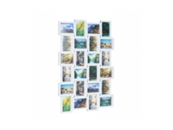 Relaxdays Marco De Fotos, Collage 24 Fotos 10x15 Cm, Vertical Y Horizontal, Pared, 59x86 Cm, Blanco
