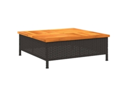 Mesa de jardín de mimbre negro y madera de acacia MAISON EXCLUSIVE (70x70x25 cm)