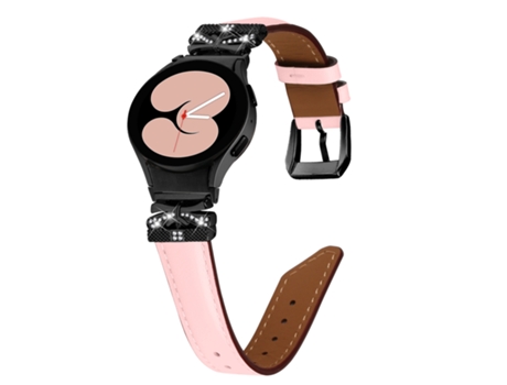 Faixa de relógio de couro com strass Bling para Samsung Galaxy Watch série 4/5/6 Rosado