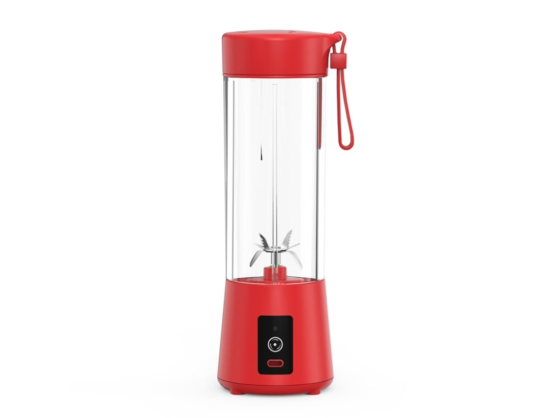 Licuadora portátil de seis cuchillas de 13 oz para jugos, yogures, batidos y licuados con puerto de carga USB tipo C Gusshious Red