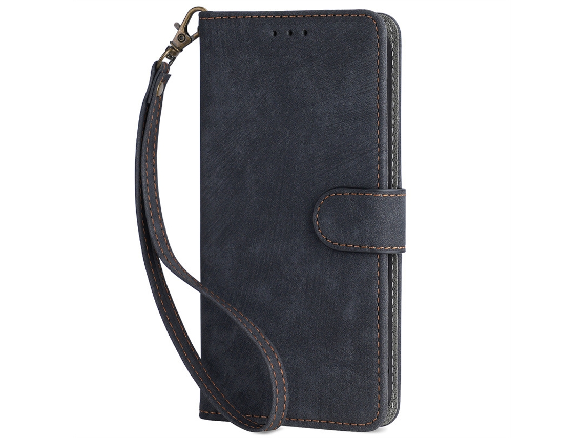 Capa Protetora De Couro Com Aba Articulada Para Proteção Contra Quedas.preto Com Cordão - Oppo F31 5g Versão Internacional