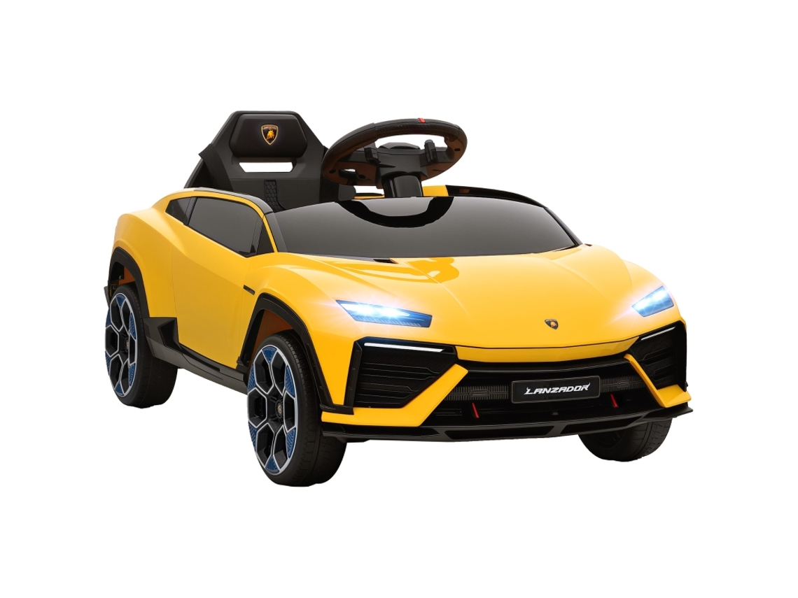 Coche Eléctrico De 12 V Con Control Remoto, 2,4 Ghz, 2 Motores, Led, Música, Color Amarillo, 102 X 49 X 43 Cm.