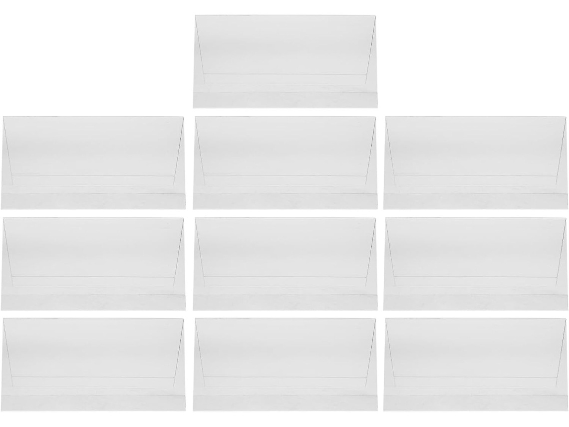 Juego De 10 Portatarjetas De Mesa De Pet Transparente De 200 X 100 Mm Con Soporte Triangular De Doble Cara.