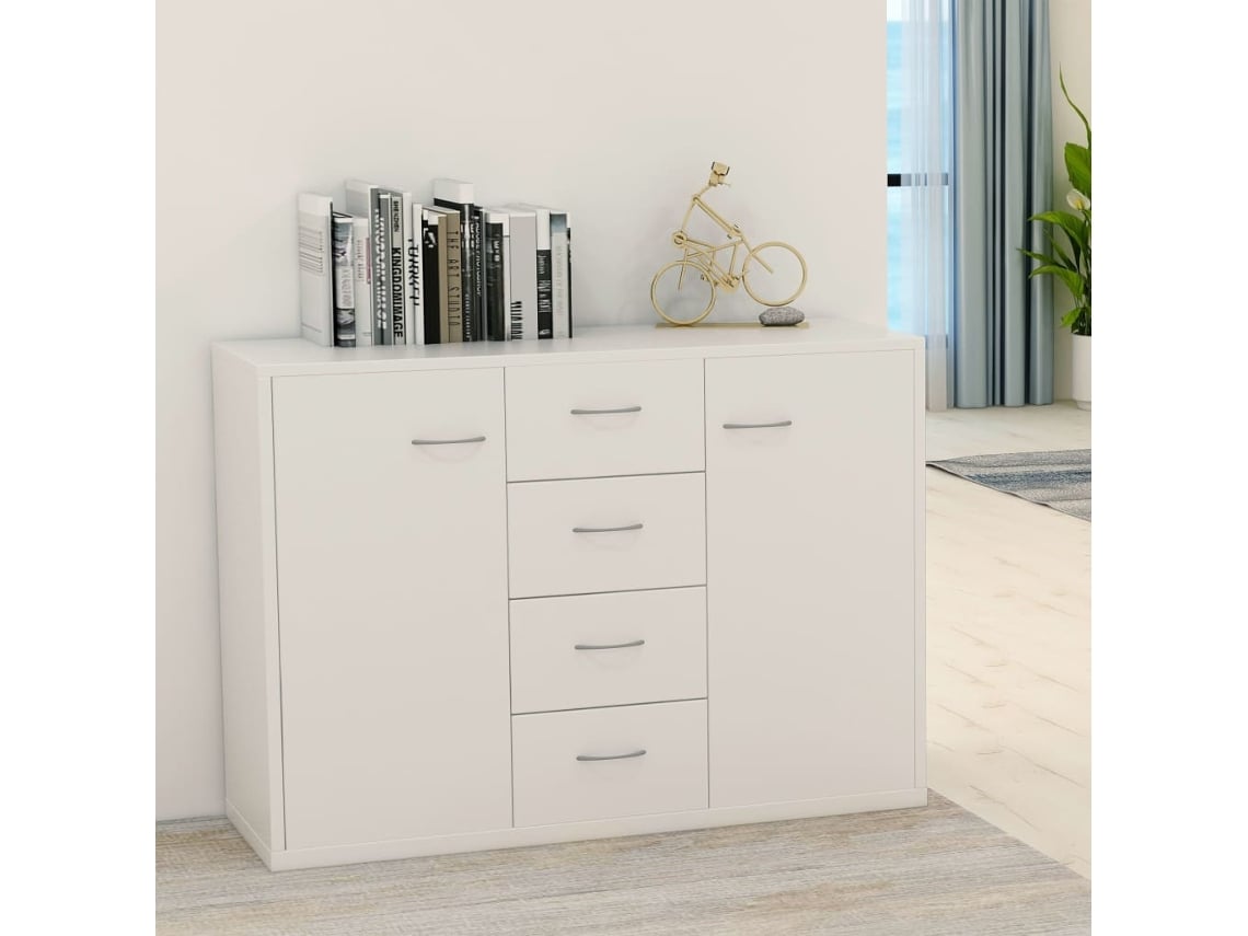 Aparador De Madera Contrachapada Blanco 88x30x65 Cm