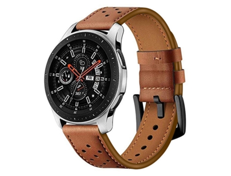 Correa de reloj inteligente para Samsung Galaxy Watch Active 20 mm Sport con ojal de cuero (todo marrón)