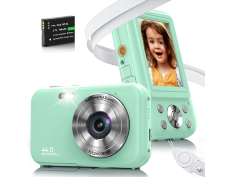 Cámara fotos digital infantil compacta DC406 cámara FDH 44MP Enfoque automático ZOOM 16X Pantalla de 2,4 pulgadas - Verde LKC