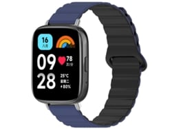 Bracelete Para Redmi Watch 3 Active / Lite - Silicone Magnético Brilhante Azul Escuro E Preto