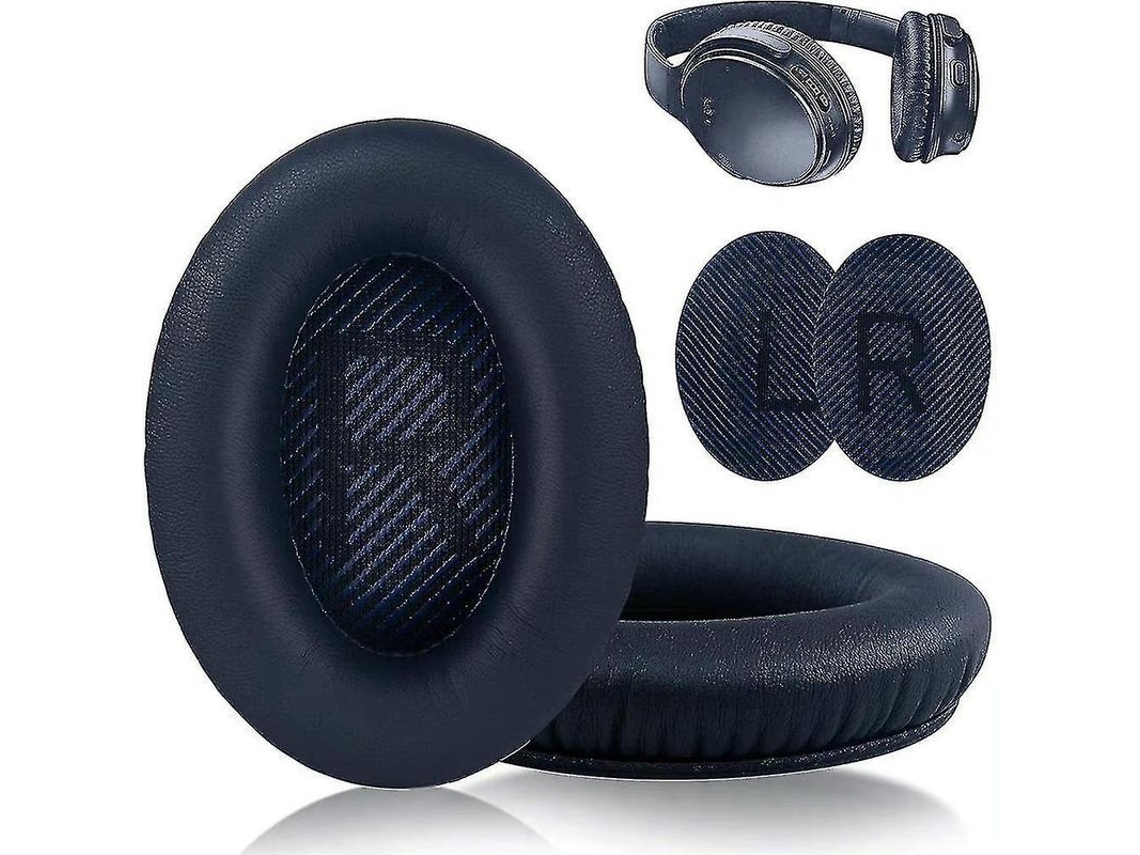 Almohadillas Para Auriculares Bose Qc35/25/15, De Piel Sintética Suave, Color Azul Oscuro.