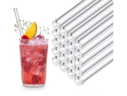 Pajitas de vidrio reutilizables - 20 unidades rectas (20 cm) - Cepillo de limpieza - Sin plástico - Aptas para lavavajillas - Sostenibles - Rosewell