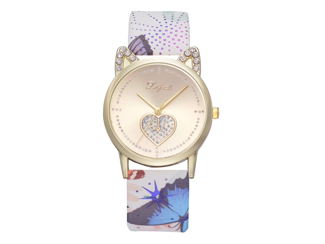 Reloj De Pulsera Lvpai Para Mujer Con Correa De Piel Sintética, Estampado Floral Y Piedras Preciosas.