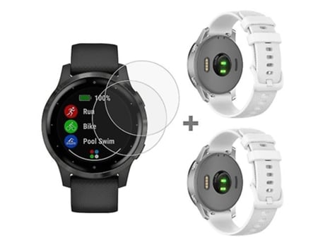 Correa Smartwatch Para Garmin Vivoactive 4S 2 Piezas Con 2 Piezas De Película De Vidrio Templado Blanco VENISYMLIS