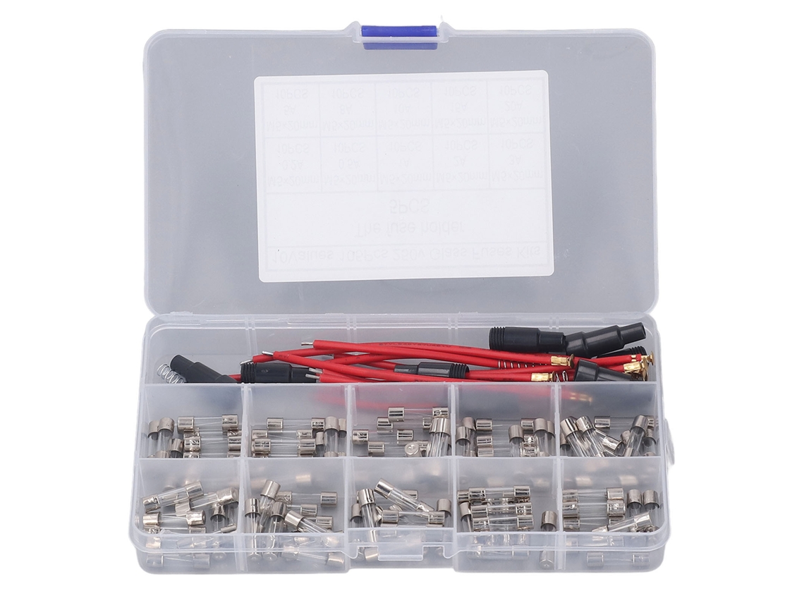 Kit De 100 Fusibles De Vidrio De 5x20 Mm, 0,2 A-20 A, 250 V, 10 Tipos Para Protección De Circuitos.