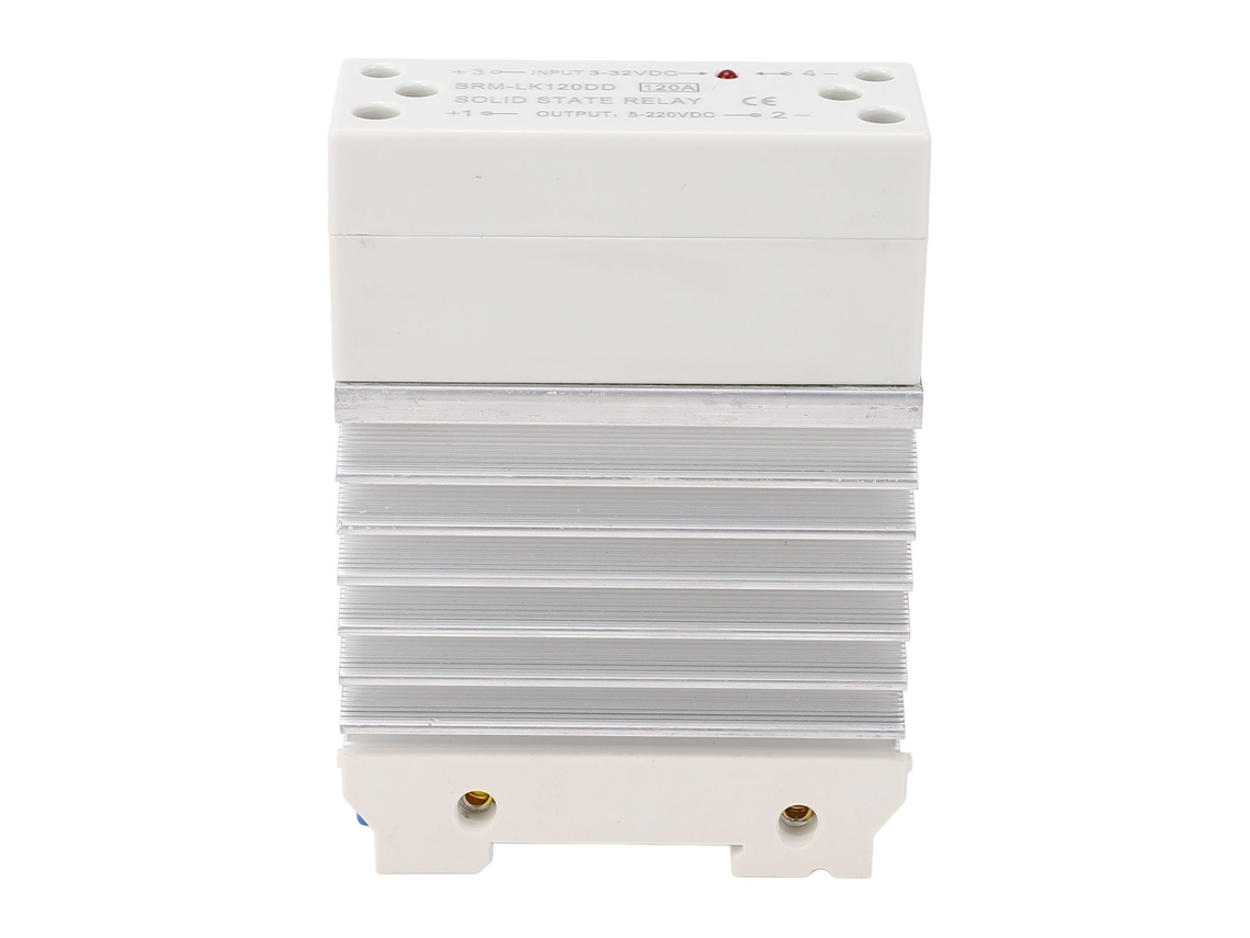 Módulo De Relé De Estado Sólido Monofásico De 120 A, Para Montaje En Riel Din Con Disipador De Calor, Entrada De 3-32 V Cc, Salida De 5-220 V Cc