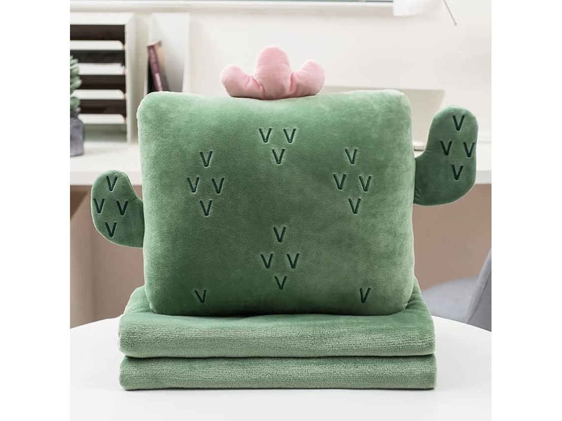 Conjunto de almohada y manta de viaje suaves con un diseño compacto de estampado animal, ideales para usar en avión o en coche.