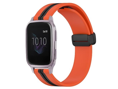 Correa para reloj Garmin Venu Sq de silicona de 20 mm con cierre plegable magnético Naranja-Negro VENISYMLIS