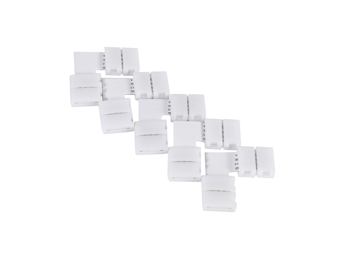2026-5 Piezas Conectores Esquinas L 4pin 10mm Sin Soldadura Para Tiras Led Rgb 5050