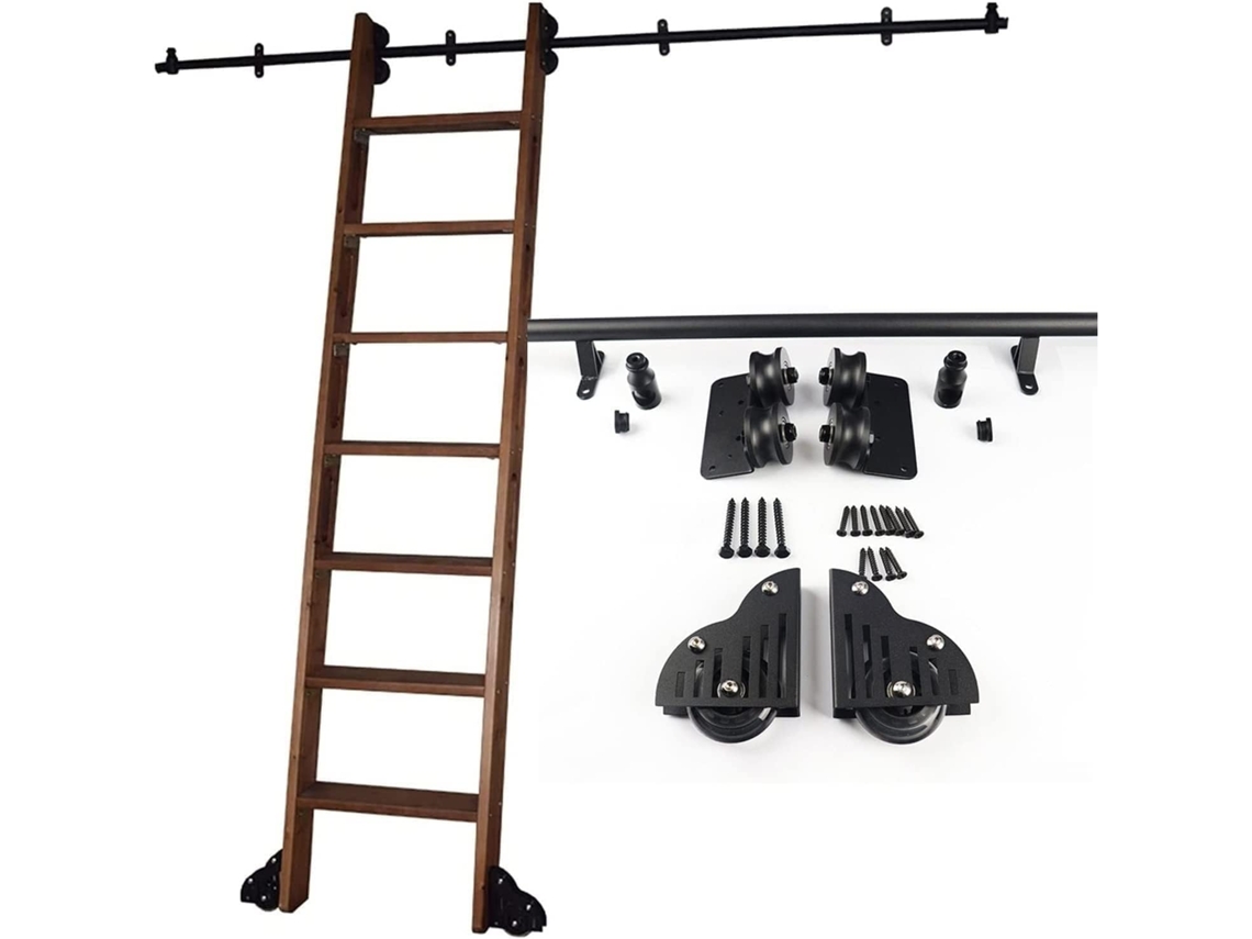 Kit De Herrajes Para Riel Deslizante Para Escalera Rodante | Biblioteca Móvil