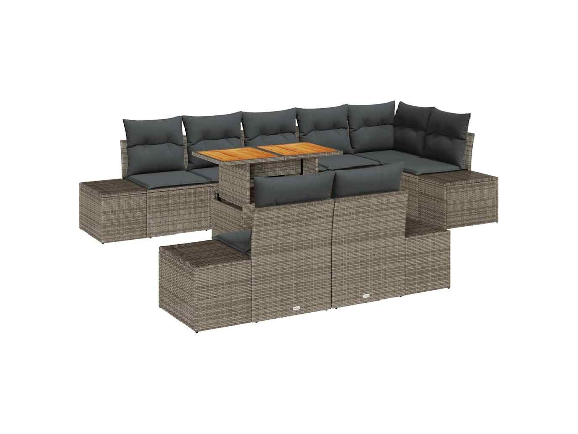 Maison Exclusive - Conjunto De Comedor De Jardín Con Cojín 9 Pcs Gris Y Marrón