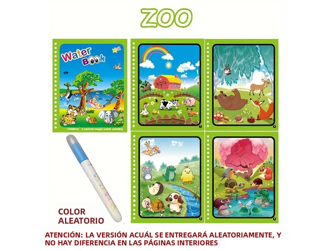 (zoo) 1 Libro Para Colorear Con Agua Mágica Libro Para Colorear Reutilizable Libro Para Colorear Con Agua Mágica Sensorial