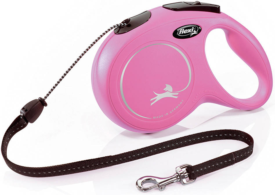 Correa para Perros FLEXI Ajustable y Reflectante (Rosa - 5m - Hasta: 20 Kg - M - Porte Medio)