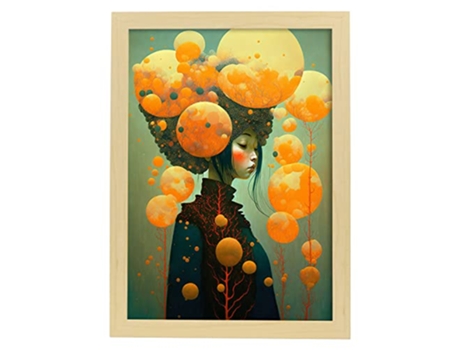 NACNIC Poster Orbes Naranjas En Estilo Surrealismo Cinematográfico Ilustraciones Y Grabados De Historieta Abstracta Y Artística A3 Marcos Madera