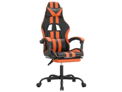 VIDAXL Silla Gaming Giratoria Reposapiés Cuero Sintético Negro Naranja