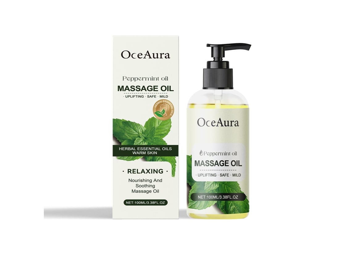 Aceite corporal de menta para masajes e hidratación.