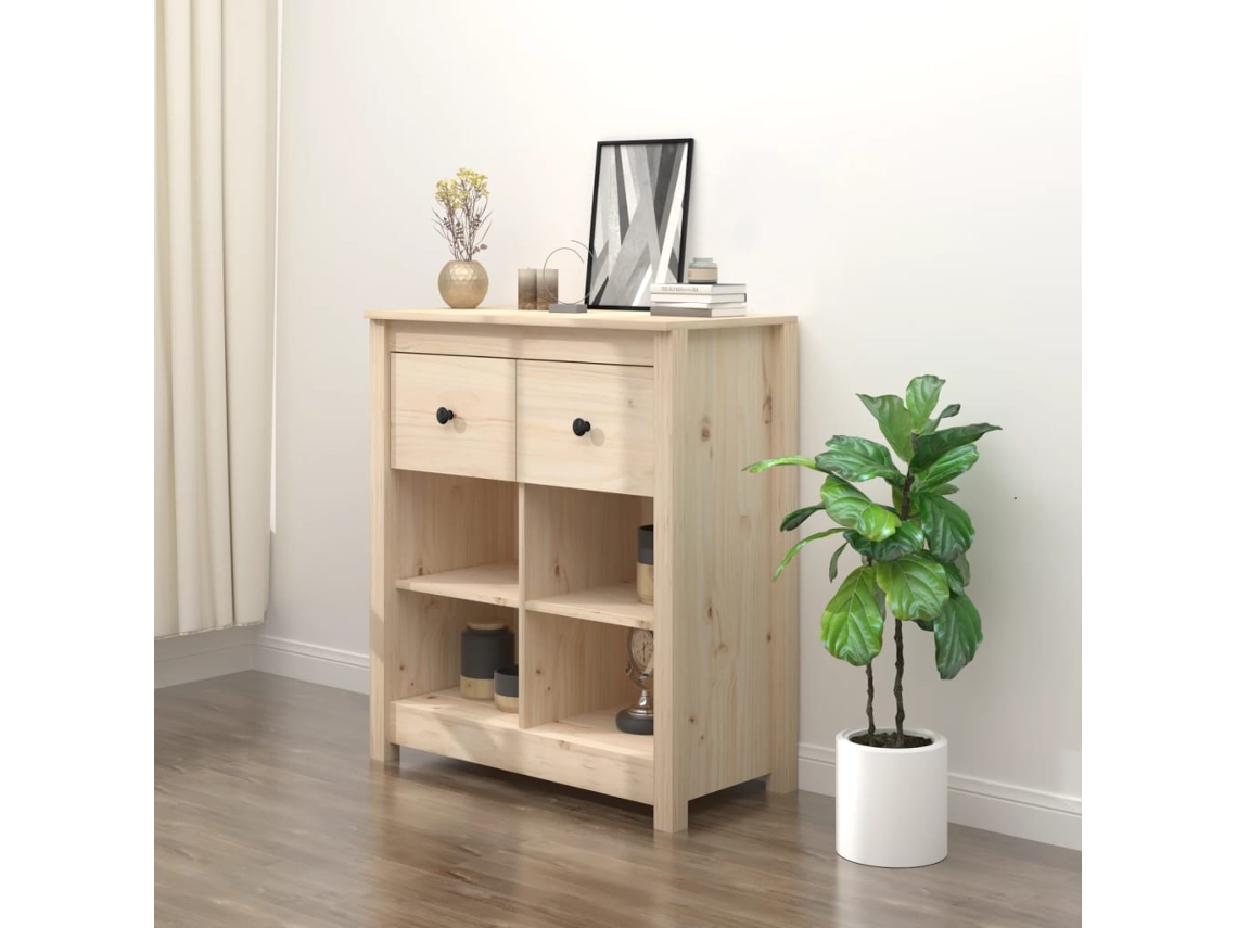 Aparador De Madera Maciza De Pino 70x35x80 Cm