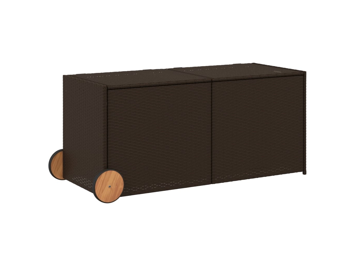 Caja de almacenamiento de jardín con ruedas MAISON EXCLUSIVE Patas de mimbre Marrón (283 l)