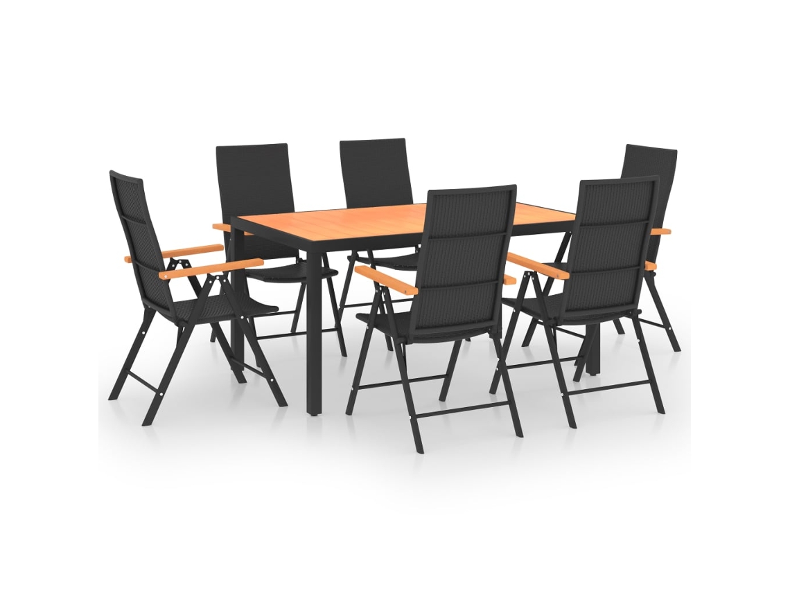 Maison Exclusive - Juego De Comedor Para Jardín 7 Piezas Negro Y Marrón