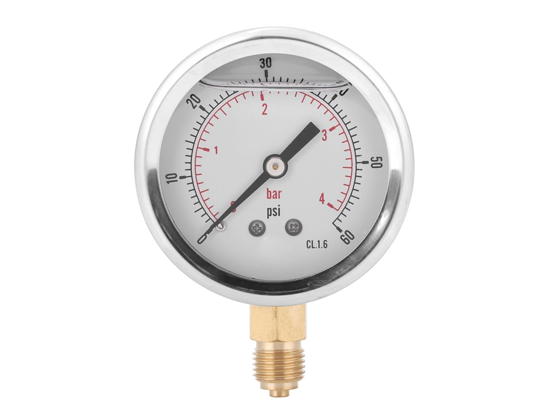 Manómetro Radial Lubricado De 4 Bar Y Rosca 1/4 Bsp Para Máquinas Y60 Pgg604