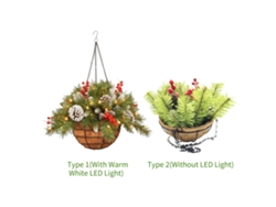 Cesta Navideña Colgante Artificial Con Piñas Y Racimos De Bayas, Hecha De Hierro, Para Decoración Del Hogar Diy.