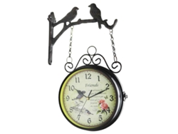Reloj de pared anti-tictac con encanto retro, de doble cara, fácil de instalar y con rotación de 360 grados, de metal y hierro vintage.