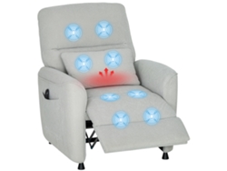 Sillón Reclinable Con Calefacción De 8 Puntos, 5 Modos De Masaje Y Tapizado En Tela De Chenilla Gris Claro.