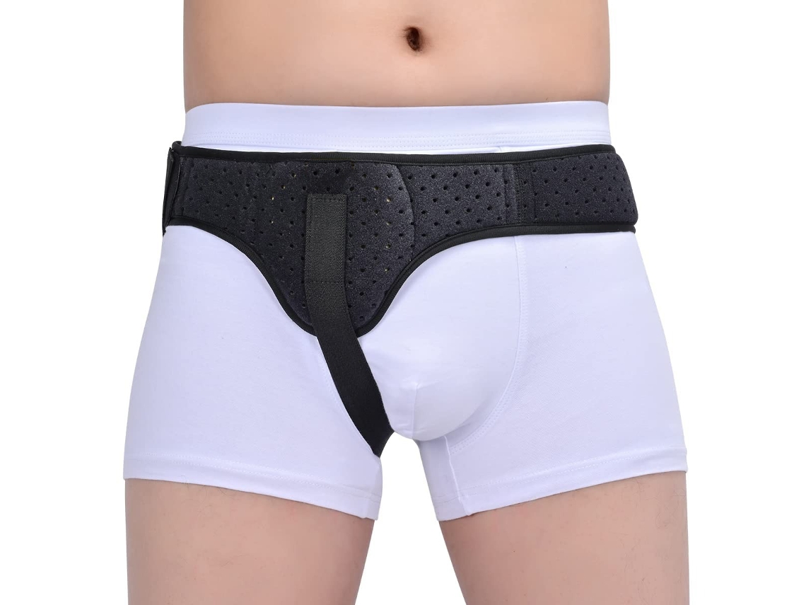 (negro M) Cinturón De Hernia Unisex Con Soporte Lateral Izquierdo Y Derecho Y Almohadillas De Presión Extraíbles.