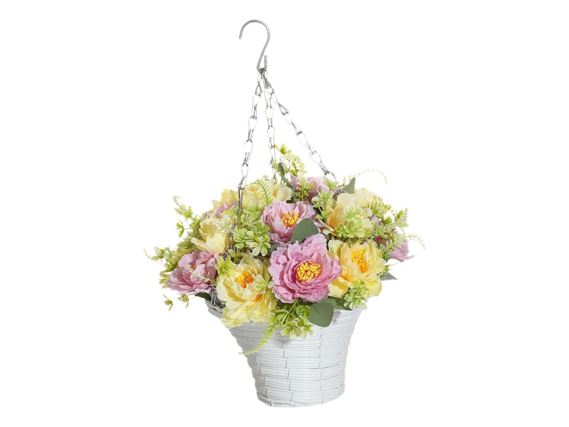 Flores artificiales colgantes con jarrón de cadena, estilo Fslowmoose