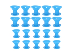 20 Rodillos De Pelo De Silicona Suave Tamaños Diferentes Reutilizables Herramienta De Peinado Para Mujer Azul
