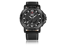 Reloj De Pulsera De Cuarzo Impermeable Para Hombre Naviforce Con Correa De Pu En Blanco Y Negro.