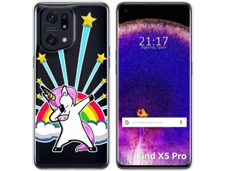 Carcasa para Oppo Find X5 Pro 5G TUMUNDOSMARTPHONE Dibujos Transparente Unicornio Multicolor