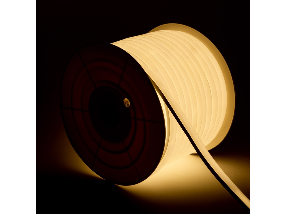 Tira Led Neón Regulable 220v Blanco Cálido Semicircular 180 7.5w/m Corte 100cm Ip67 A Medida 1 M