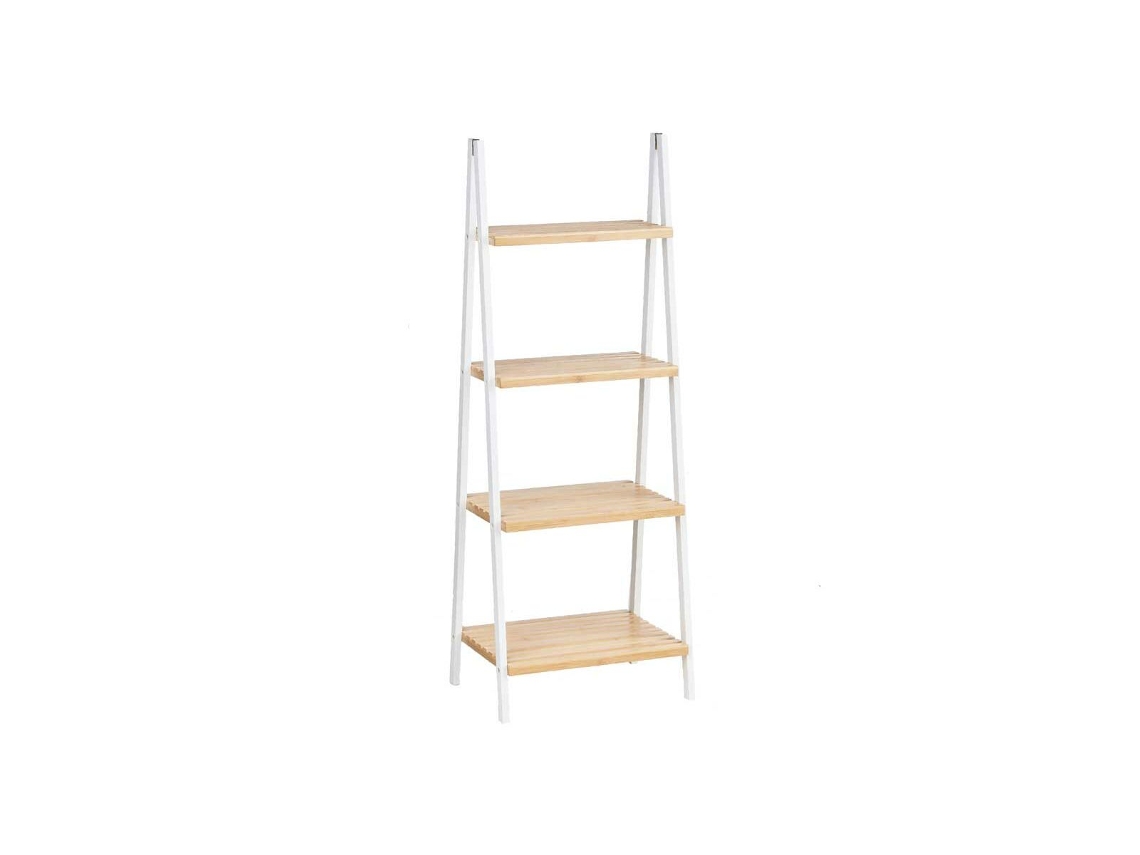 Estantería de Baño Blanco Natural Bambú Madera de pino 40x109,3x30 cm