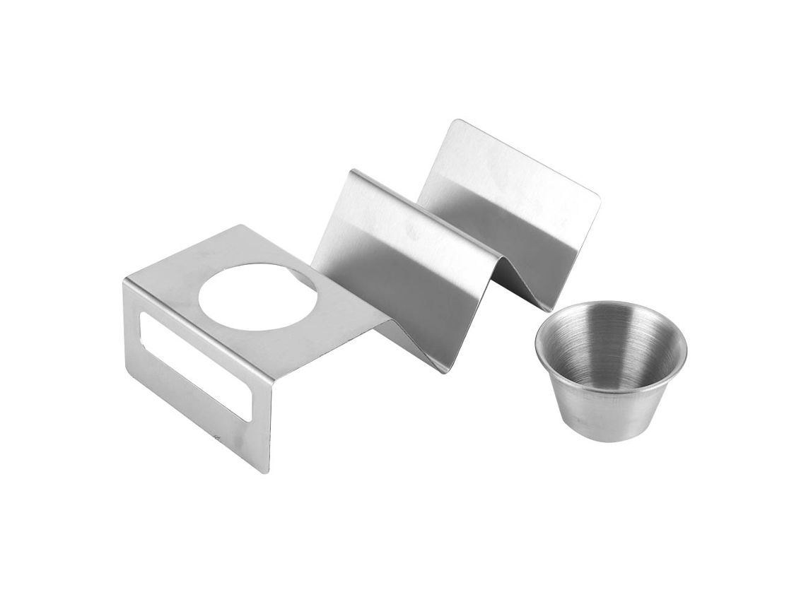 Soporte De Acero Inoxidable Para Tacos Con Recipiente Para Salsa Y Plato Para Panqueques Para Buffet De Cocina.
