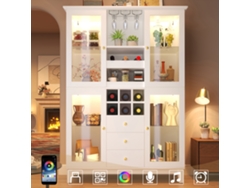 Vinoteca 180,5x120x40 Cm - Iluminación Led Control Por App, 3 Cajones, Soporte Para Copas Y Botellas - Blanco