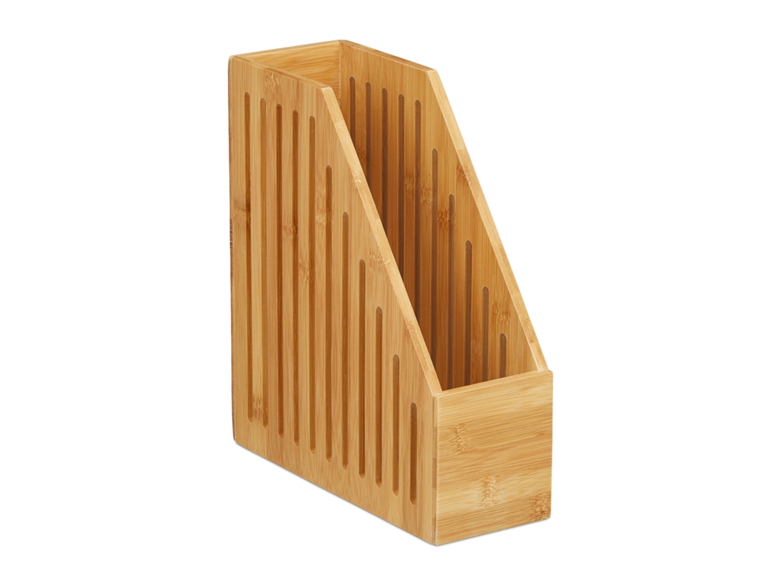 Relaxdays Organizador Em Pé De Bambu, A4, Revistas E Documentos, Escritório, Mesa, Hbt: 30x10x26,5 Cm, Natural