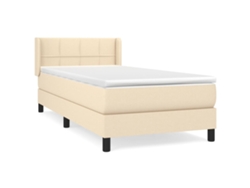 Maison Exclusive - Cama Box Spring Con Colchón Tela Color Crema 90x200 Cm
