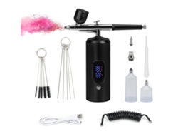 Kit Aerógrafo Inalámbrico Con Compresor 38 Psi Pistola Pulverización Pintura Uñas (negro)